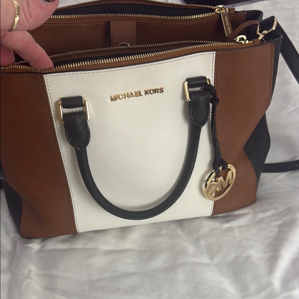 Michael Kors Brown and White Women's Bag